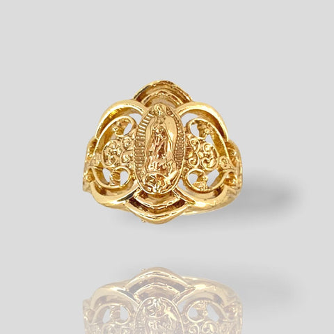 Virgin charm tri-color semanario ring in 18k gold plated