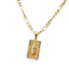 Virgin guadalupe rectangular pendant in 18k of gold layering charms & pendants