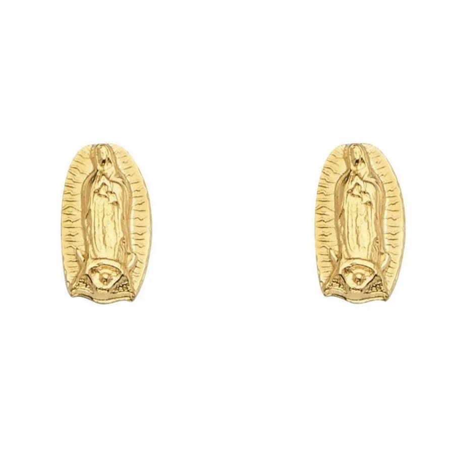 Virgin guadalupe small screw back post studs earrings in solid gold earrings