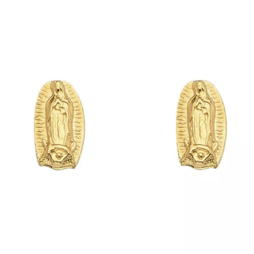 Virgin guadalupe small screw back post studs earrings in solid gold earrings