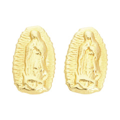 Virgin guadalupe small screw back post studs earrings in solid gold 14k