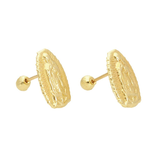 Virgin guadalupe small screw back post studs earrings in solid gold 10k
