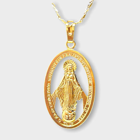 Virgin guadalupe oval pendant 18kts of gold plated