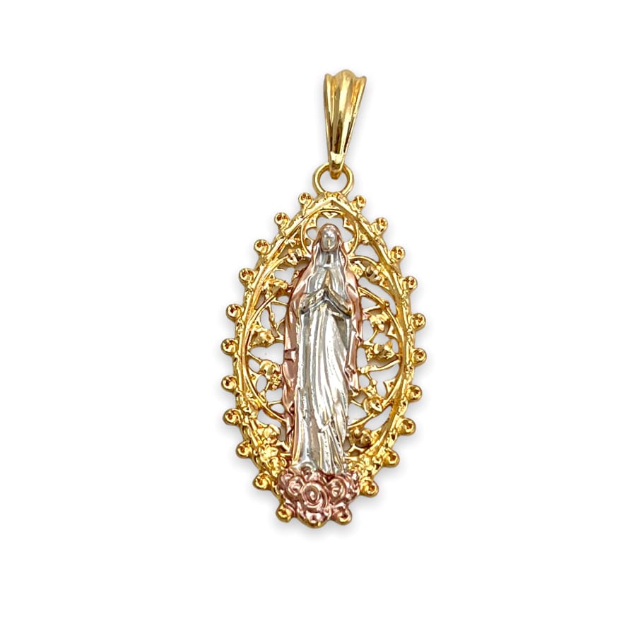 Virgin oval shape tricolor pendant 8kts of gold plated charms
