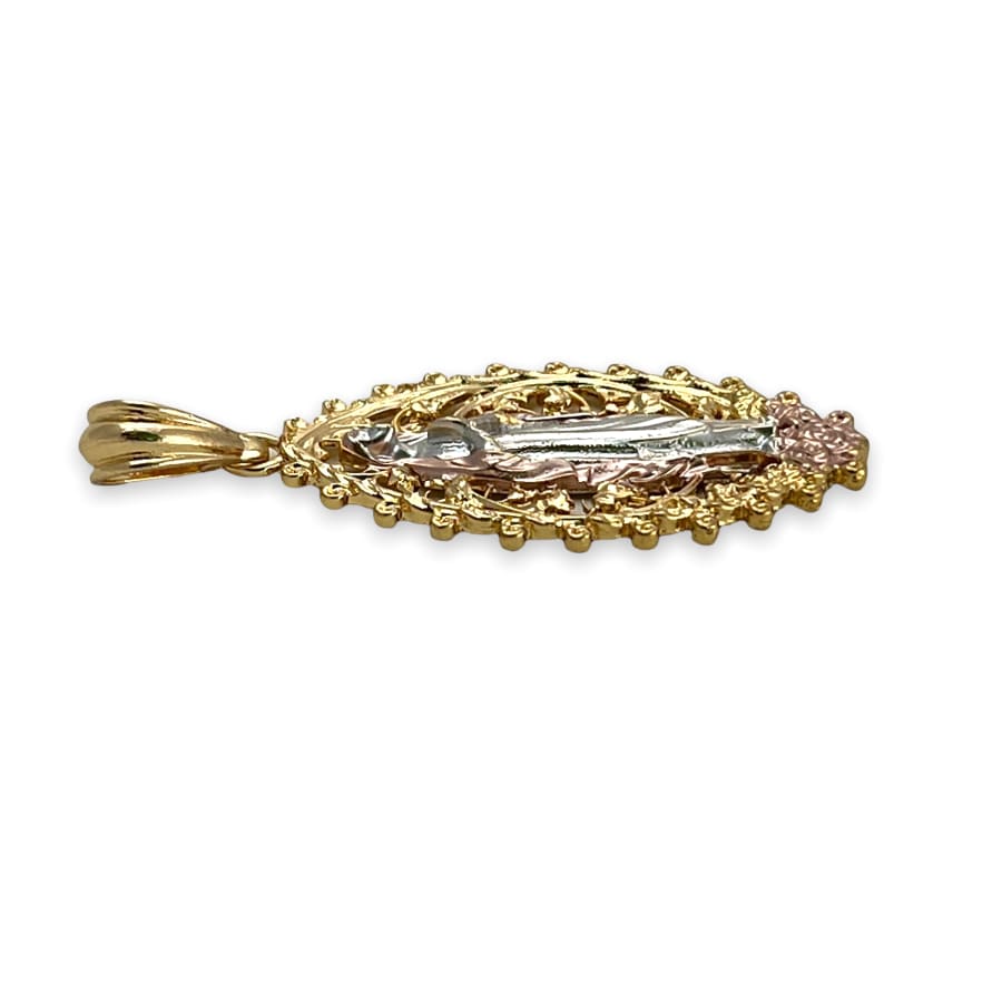 Virgin oval shape tricolor pendant 8kts of gold plated charms