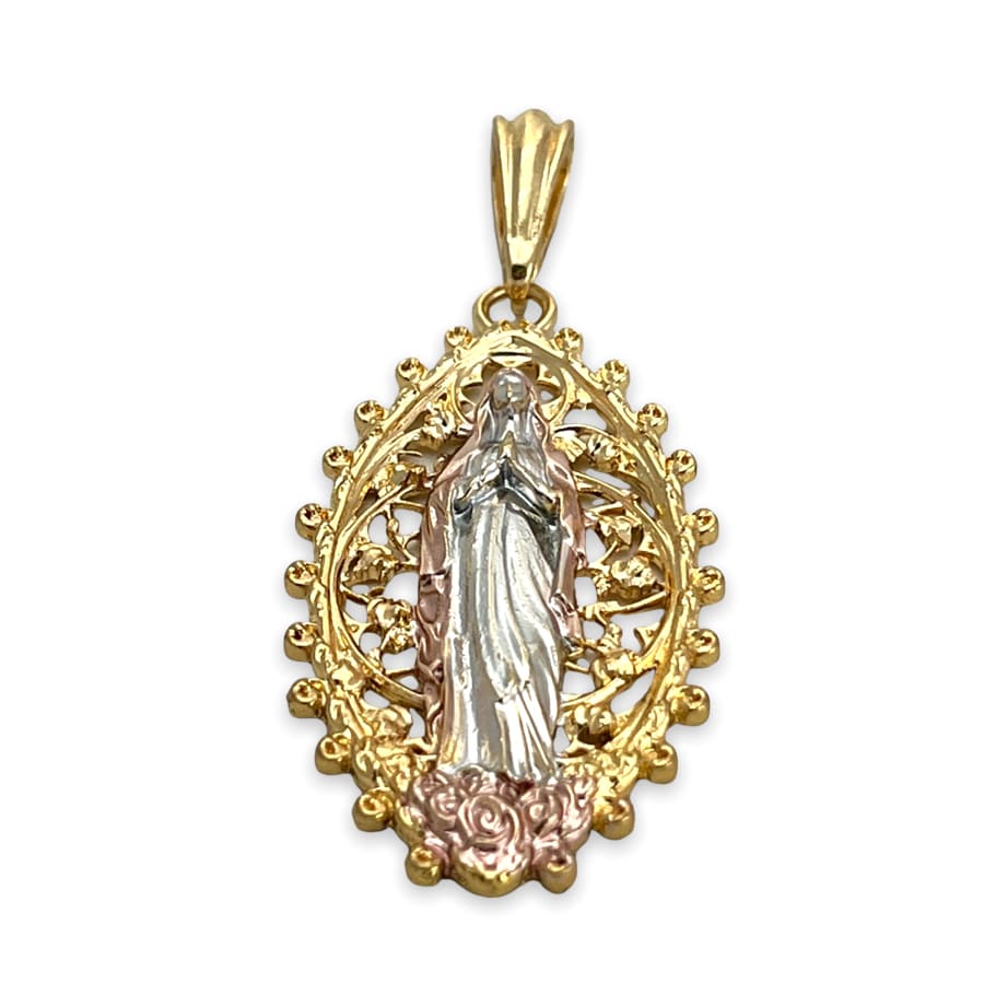 Virgin oval shape tricolor pendant 8kts of gold plated charms