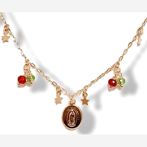Virgin pendant necklace chain 18kts of gold plated chain