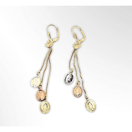 Virgin three tones earrings in 14kts of gold plated