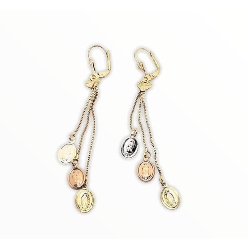 Virgin three tones earrings in 14kts of gold plated