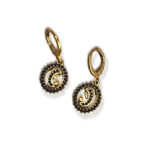 Virgin with black stones drop earrings in 18k of gold plated