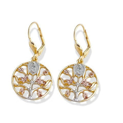 Virgin with roses dangle earrings in 18k of gold plated earrings
