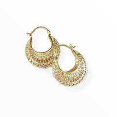 Wavebasket filigree hoops earrings in 18kts of gold plated earrings