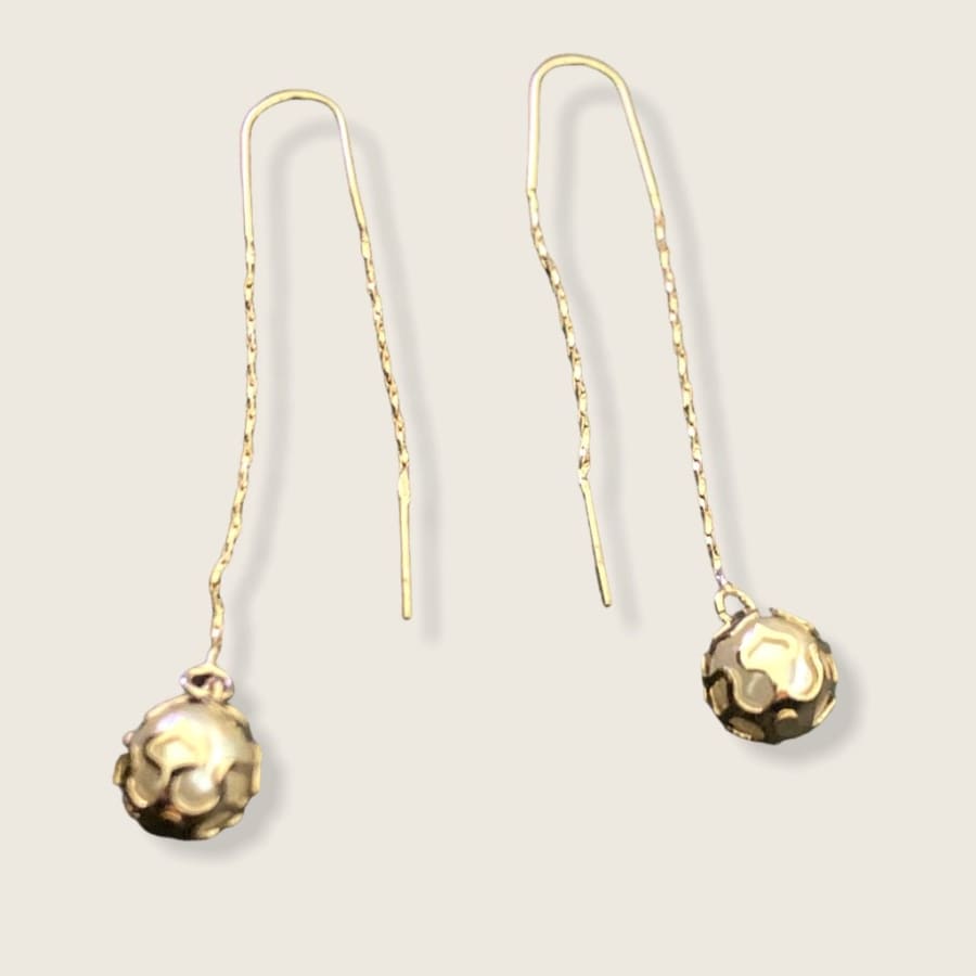 Wrapped gold lines pearls threaders plated earrings earrings