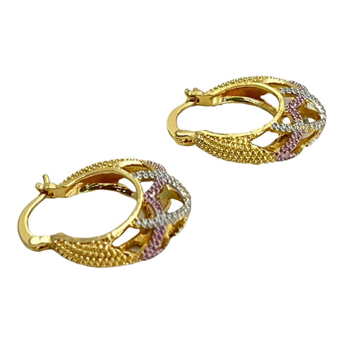 Yole hollow tri - color hoops earrings in 18k of gold plated earrings