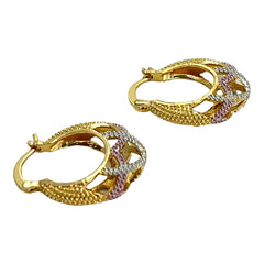 Yole hollow tri-color hoops earrings in 18k of gold plated earrings